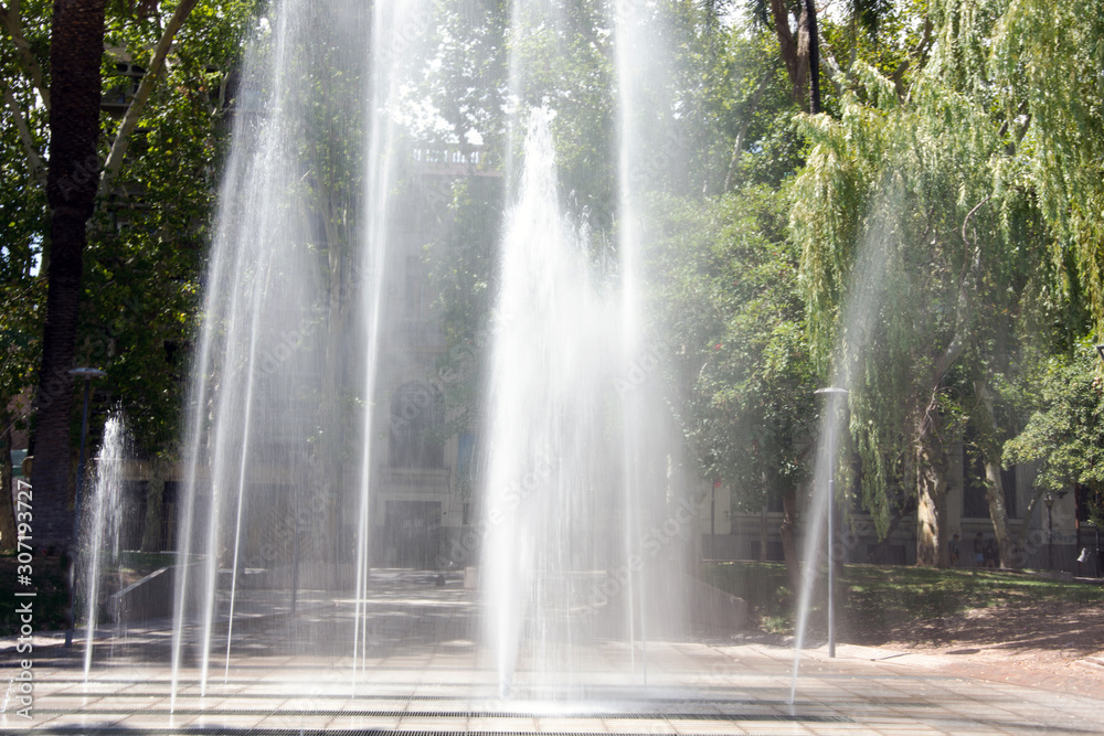 Water fountain Show at San Martin Square in Mendoza Province, Argentina