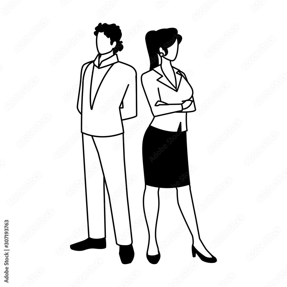 business couple standing on white background business couple standing on white background
