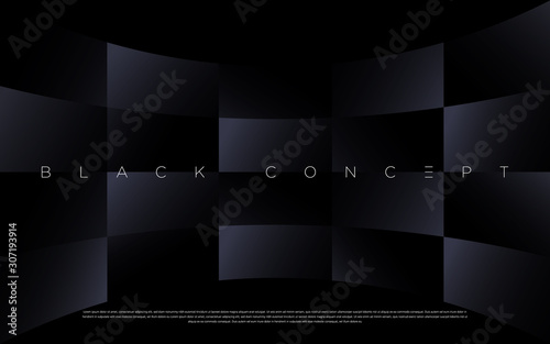 Minimalist black premium abstract background with luxury dark geometric elements. Exclusive wallpaper design for poster, brochure, presentation, website etc. - Vector EPS