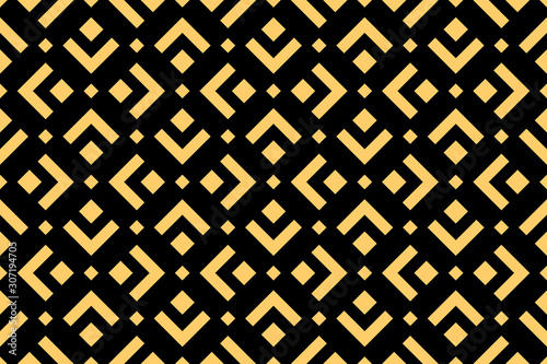 Abstract geometric pattern. A seamless vector background. Black and gold ornament. Graphic modern pattern. Simple lattice graphic design