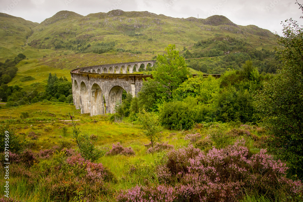 Glenfinnan famous viaduct in Scotland, The location was used in 'Harry Potter'