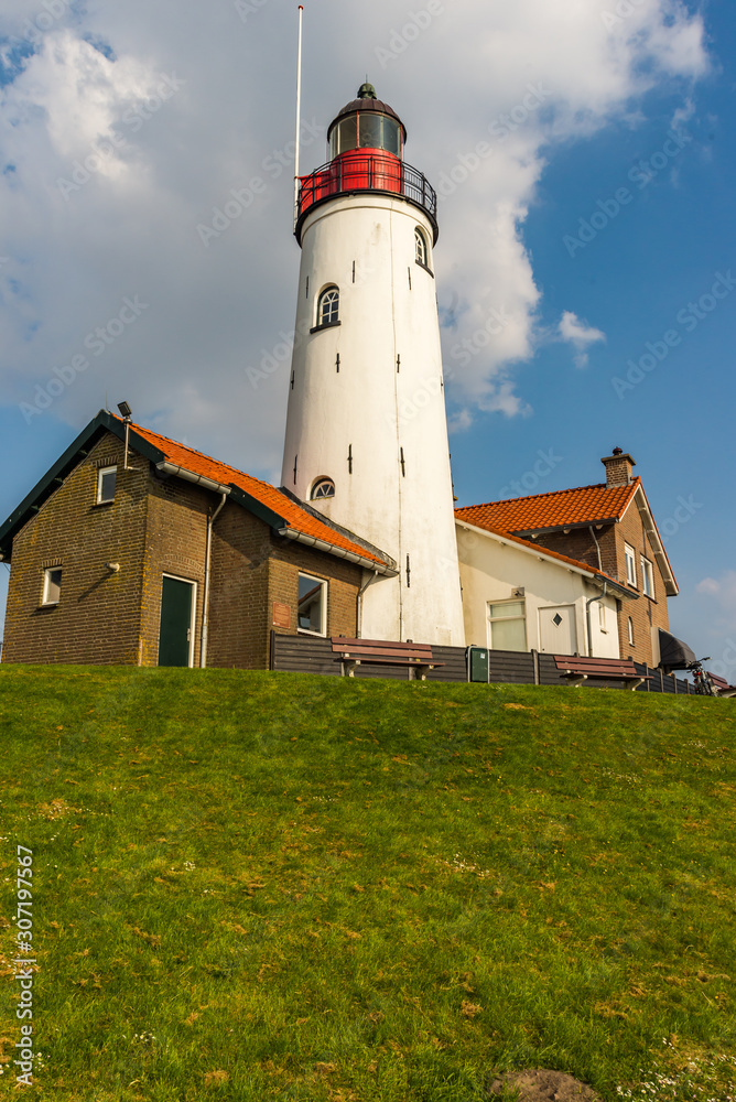 Urk lighthouse at the Dutch Ijsselmeer, Urk, Netherlands