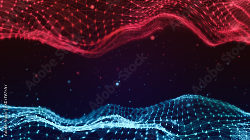 Blurry abstract 3d Rendering Abstract Background blue Network concept . Future backgroundTechnology concept.Big data.