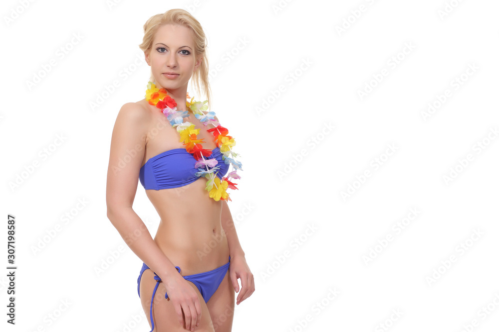 Naklejka premium young gorgeous blond woman in swimsuit