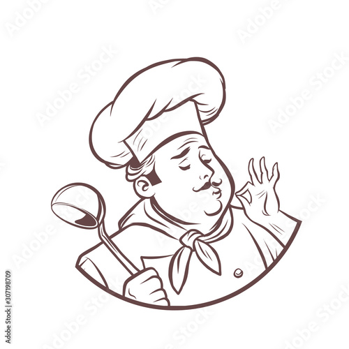 graphic silhouette cook ok gesture, gourmet food taste