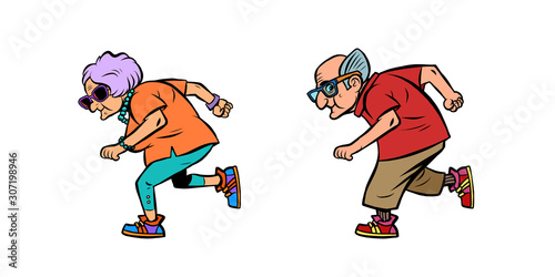 Elderly couple. Grandparents. Old man and old woman pensioners