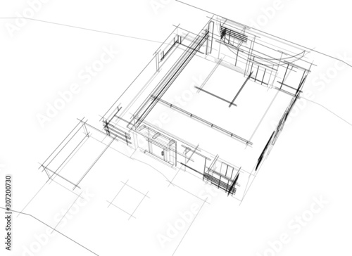 house building sketch architecture 3d illustration
