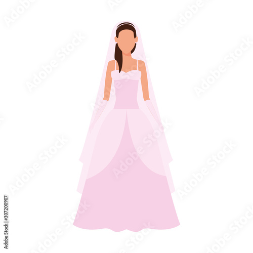 avatar bride with elegant dress  flat design