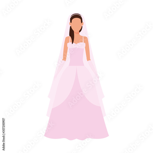 avatar bride with elegant dress, flat design