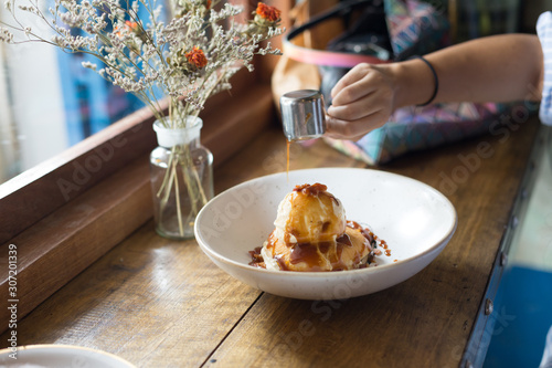 Donut Topped with Bacon and Ice Cream