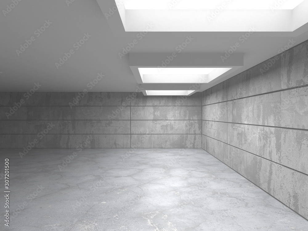 Dark concrete empty room. Modern architecture design Dark concrete empty room. Modern architecture design