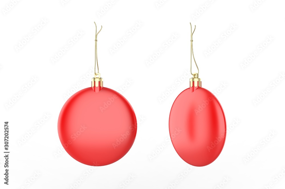 Blank Christmas flat round Ornament template, 3d render illustration. Blank Christmas flat round Ornament template, 3d render illustration.