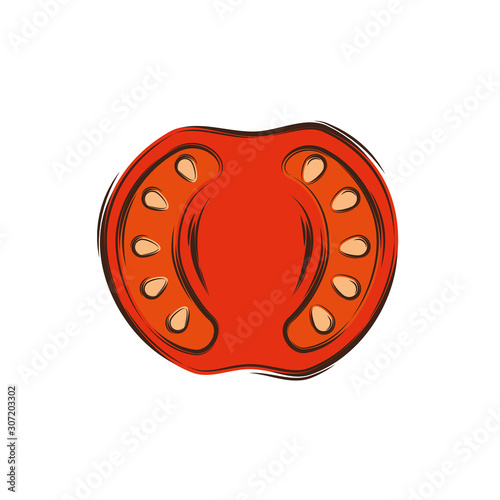 slice of tomato fresh vegetable isolated icon vector illustration design
