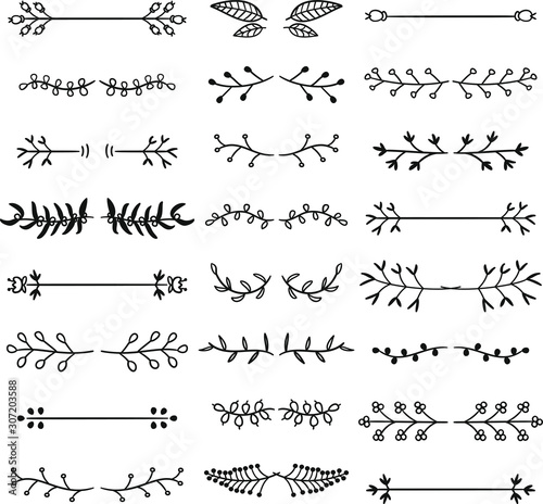 Borders and Dividers. Floral Traditional Doodle Icons Sketch Hand Made Design Vector.