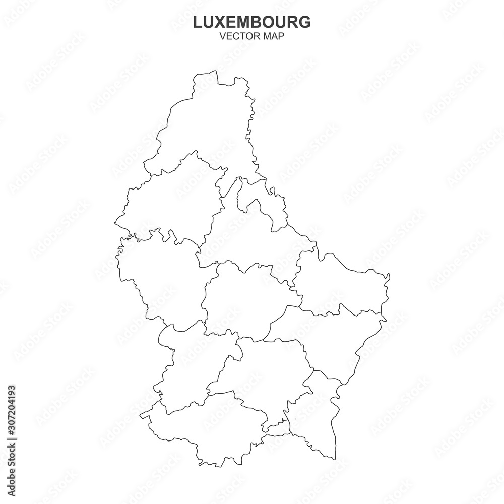political map of Luxembourg isolated on white background