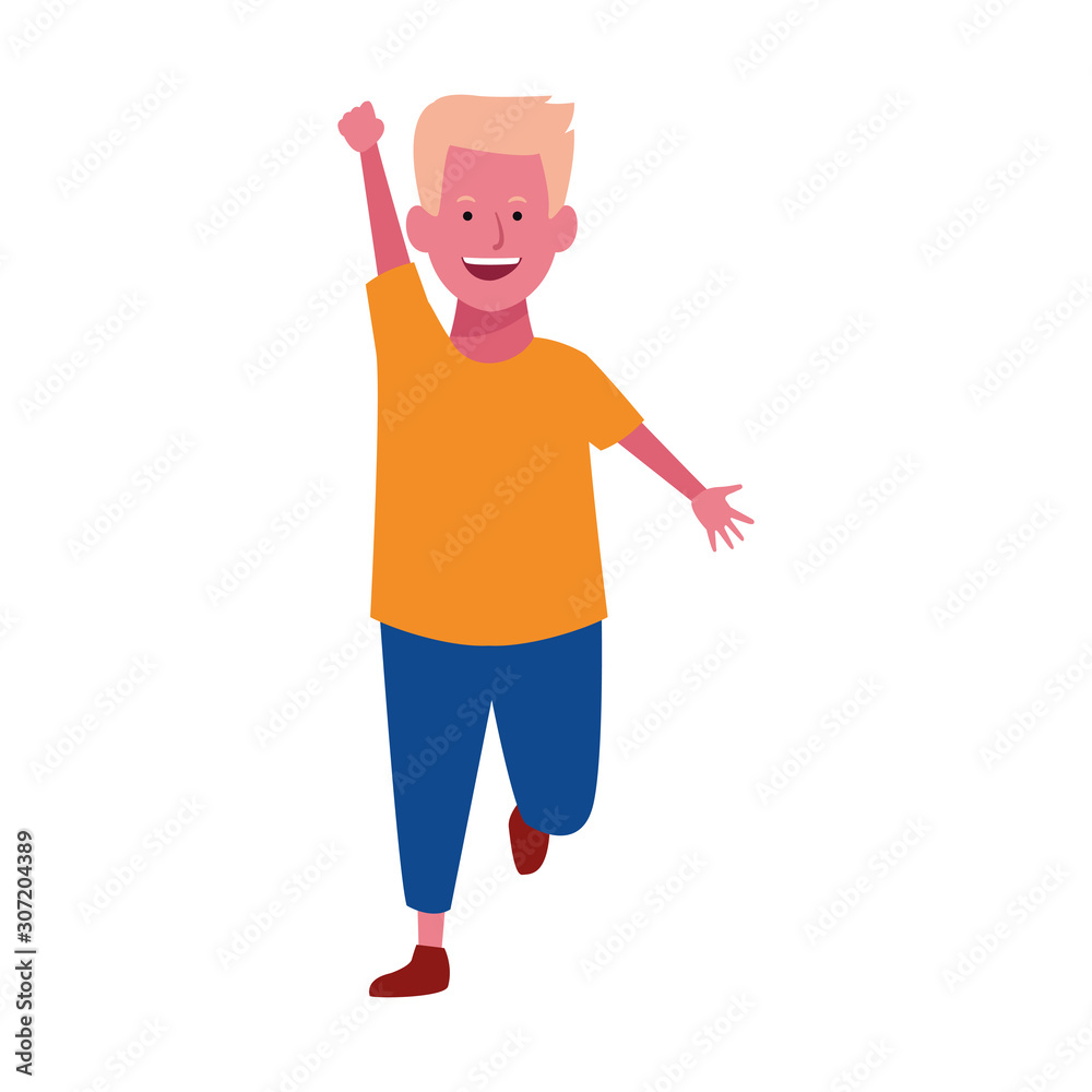 happy boy standing icon, flat design happy boy standing icon, flat design