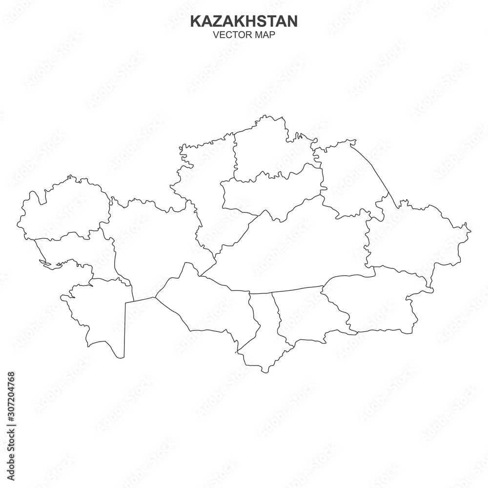 political map of Kazakhstan isolated on white background