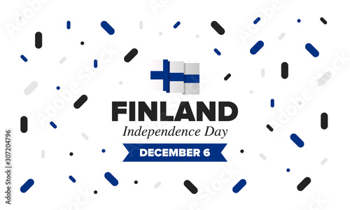 Independence Day in Finland. National happy holiday, celebrated annual in December 6. Finland flag. Patriotic elements. Poster, card, banner and background. Vector illustration