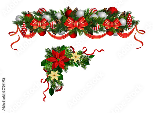 Vector Christmas Fir Decoration isolated