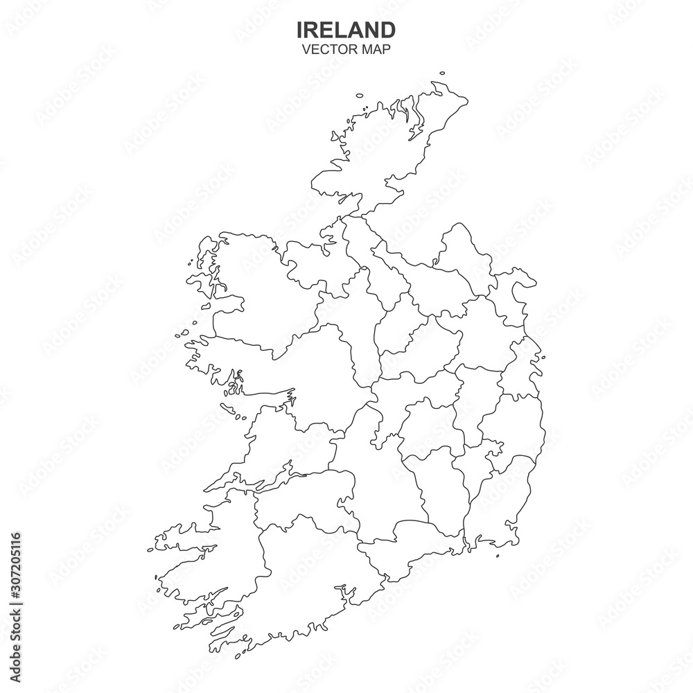 political map of Ireland isolated on white background