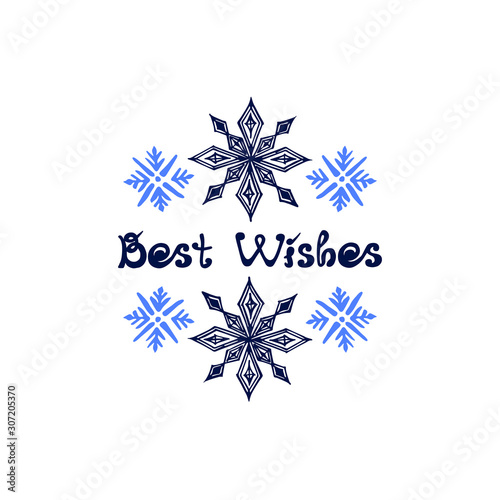 Christmas greeting card with hand drawn snowflakes