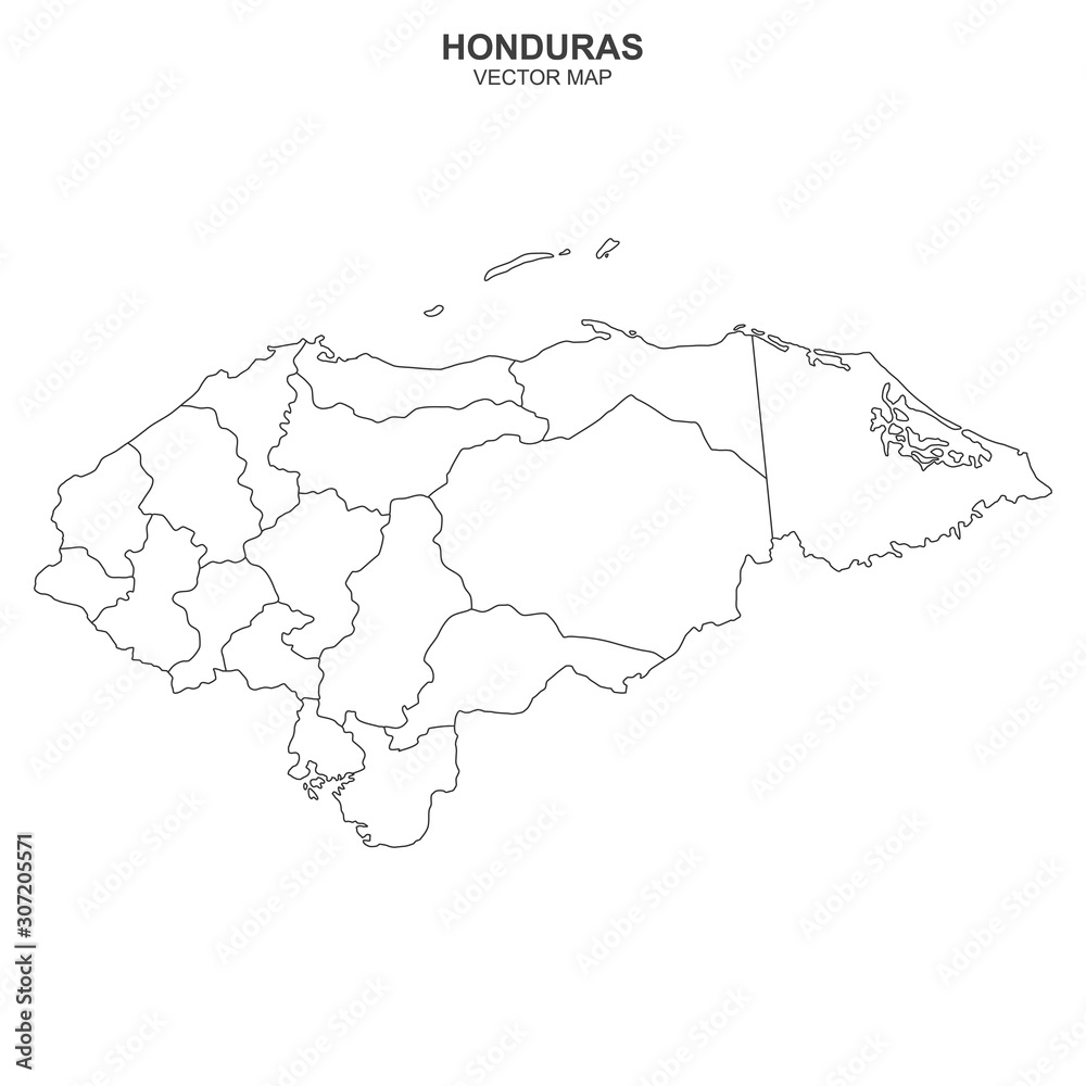 political map of Honduras on white background