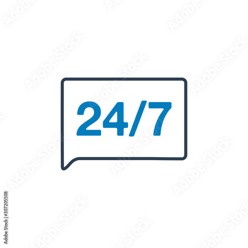 24/7 Customer Service Icon. Flat style vector EPS.