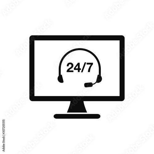 24/7 Online Customer Support, Help Icon. Flat style vector EPS.