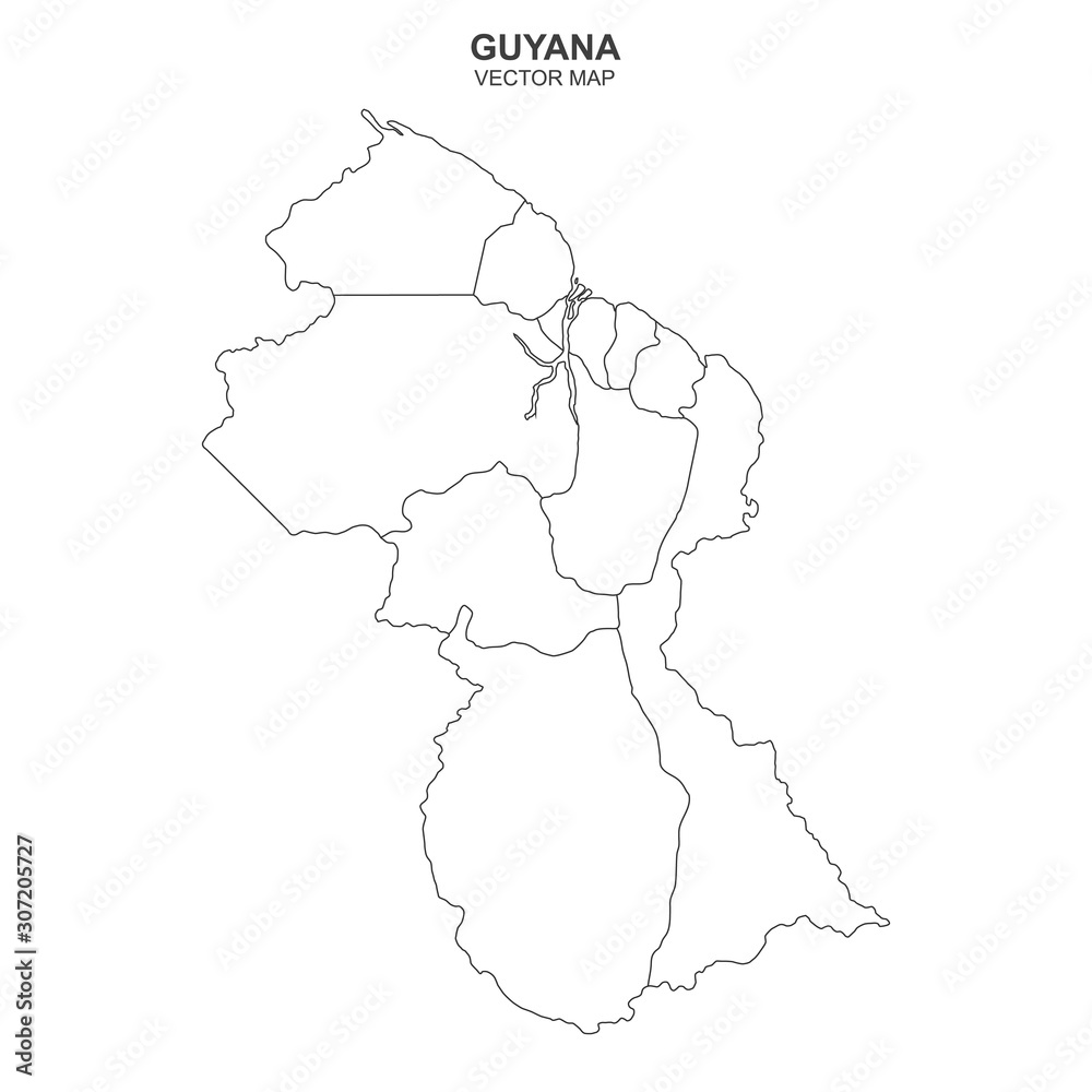 Fototapeta political map of Guyana on white background