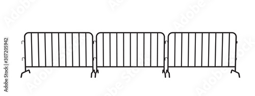 Urban portable steel barrier. Black silhouette of a barrier fence on a white background.