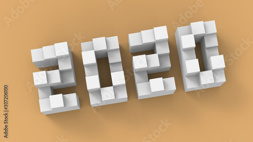 2020 cube box 3d rendering
