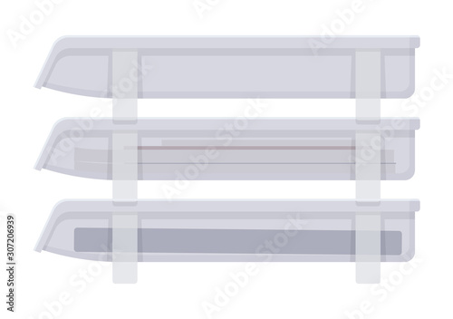 Vector paper tray. Vector isolated flat illustration. Business office documents. Horisontal tray. Stationery item
