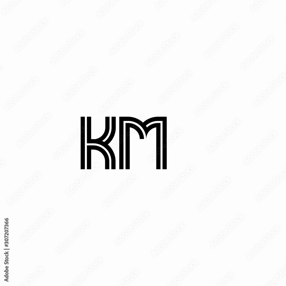 Initial outline letter KM style template	