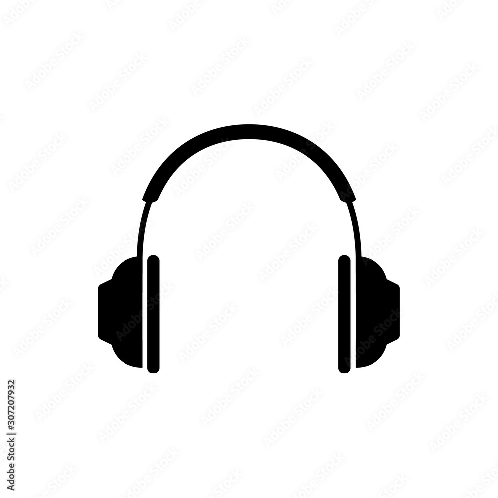Black headphone vector icon illustration isolated on the white background Black headphone vector icon illustration isolated on the white background