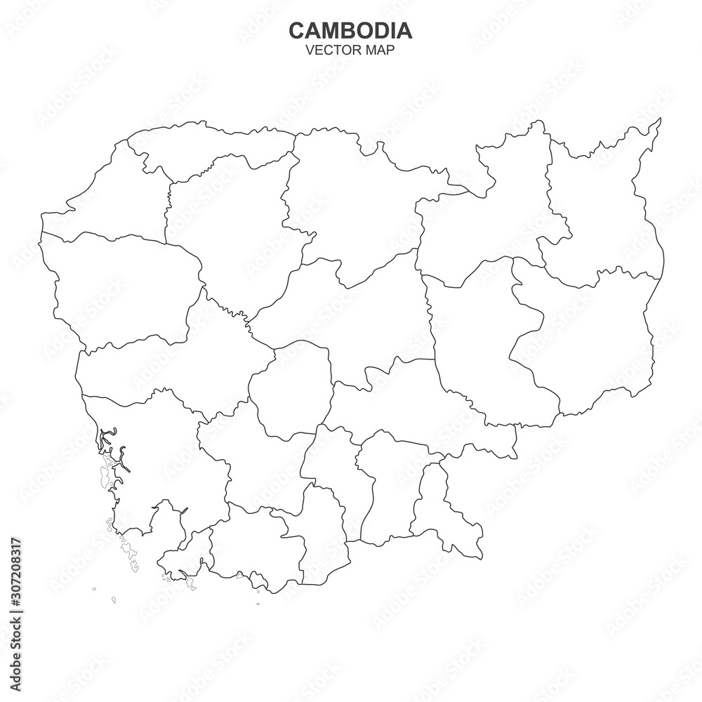 vector map of Cambodia isolated on white background