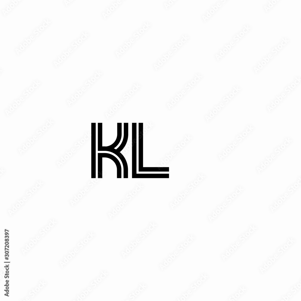 Initial outline letter KL style template Initial outline letter KL style template