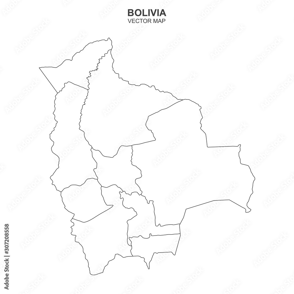 political map of Bolivia on white background