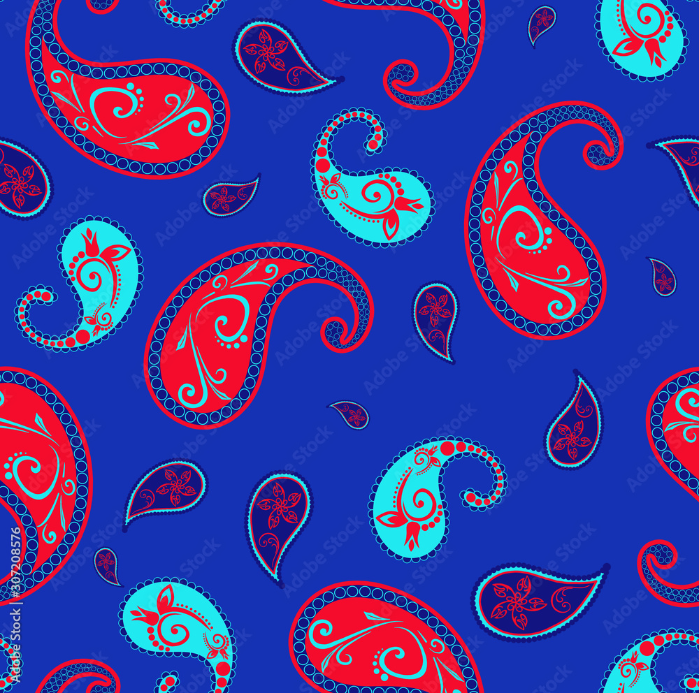 Seamless vector pattern based on traditional Oriental elements of Paisley, Indian cucumber. Seamless vector pattern based on traditional Oriental elements of Paisley, Indian cucumber.