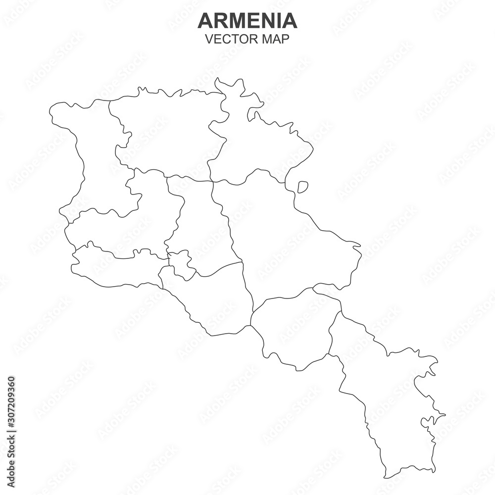 vector map of Armenia on white background