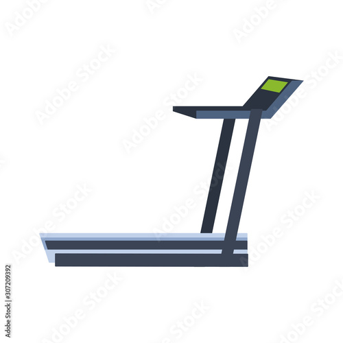 gym treadmill machine icon, flat design