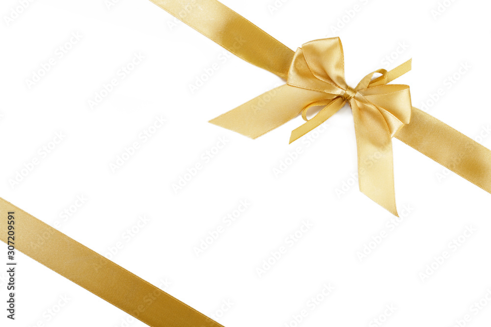 Beautiful gold bow isolated on white background Beautiful gold bow isolated on white background