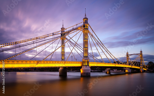 Photography The Albert Bridge in London at nightfall