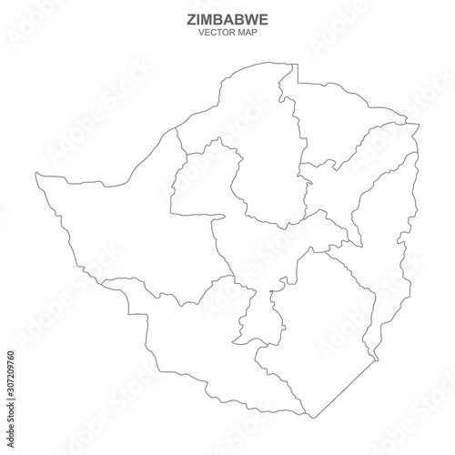 political map of Zimbabwe on white background