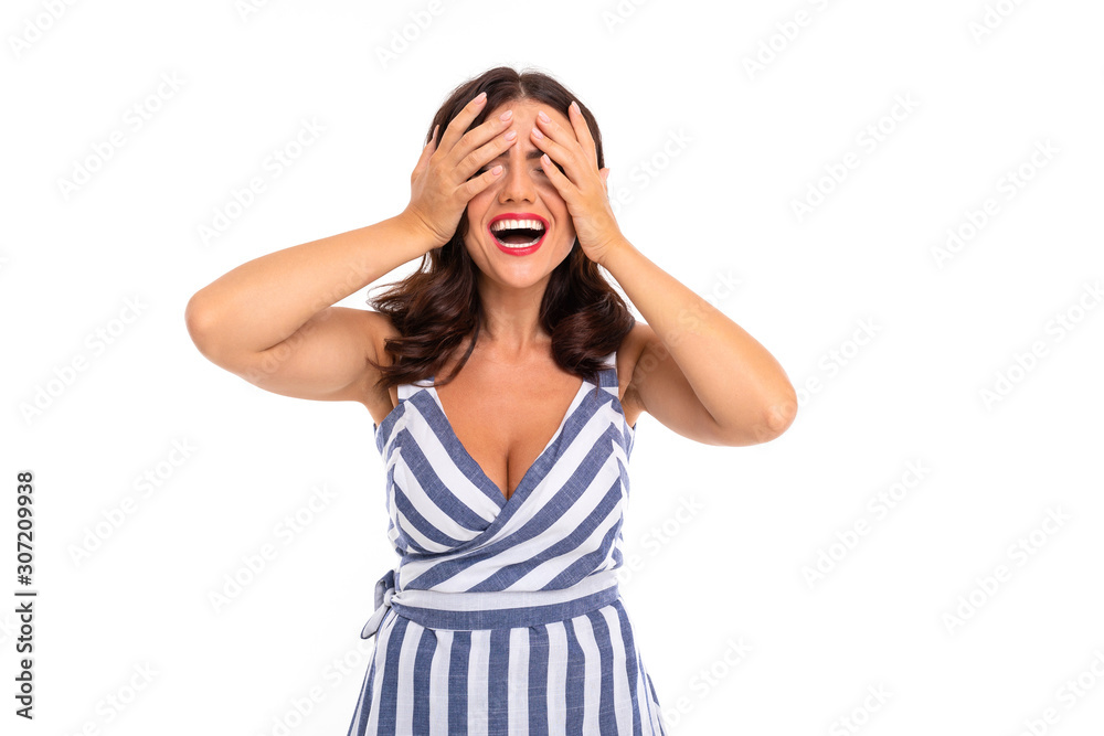 Beautiful caucasian girl closed her eyes, picture isolated on white background Beautiful caucasian girl closed her eyes, picture isolated on white background