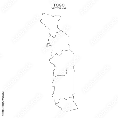 political map of Togo isolated on white background