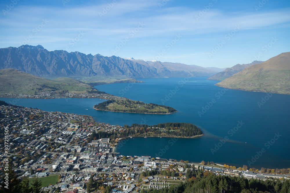 Aerial View of Lake Wakaipu in New Zealand