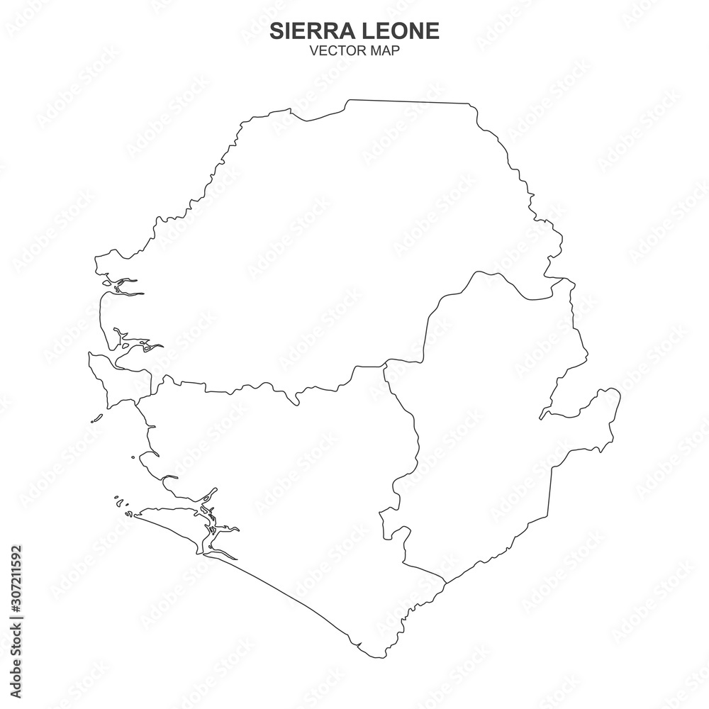 political map of Sierra Leone isolated on white background