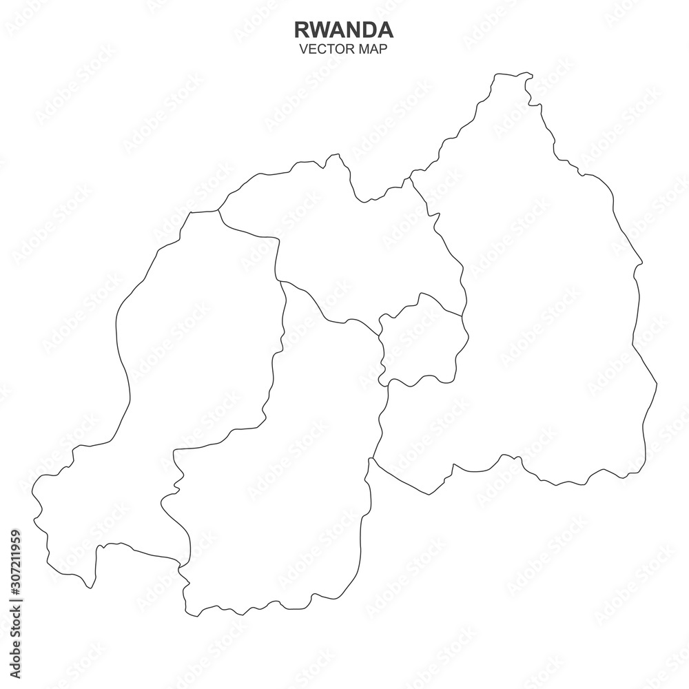 political map of Rwanda isolated on white background