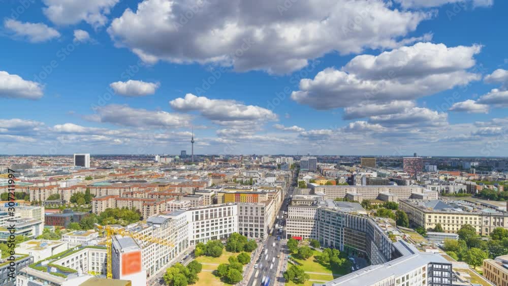 Berlin skyline aerial view from above time lapse footage in 4k. Berlin skyline aerial view from above time lapse footage in 4k.