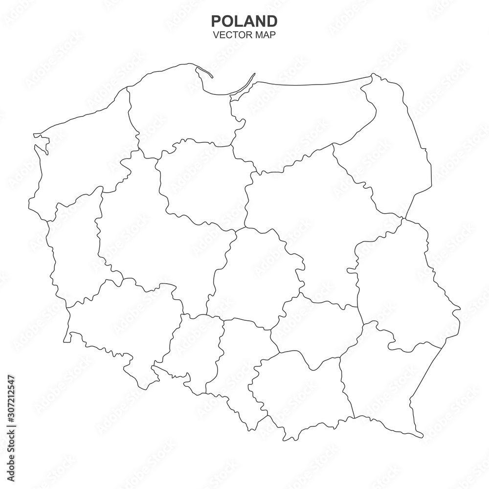 vector map of Poland on white background